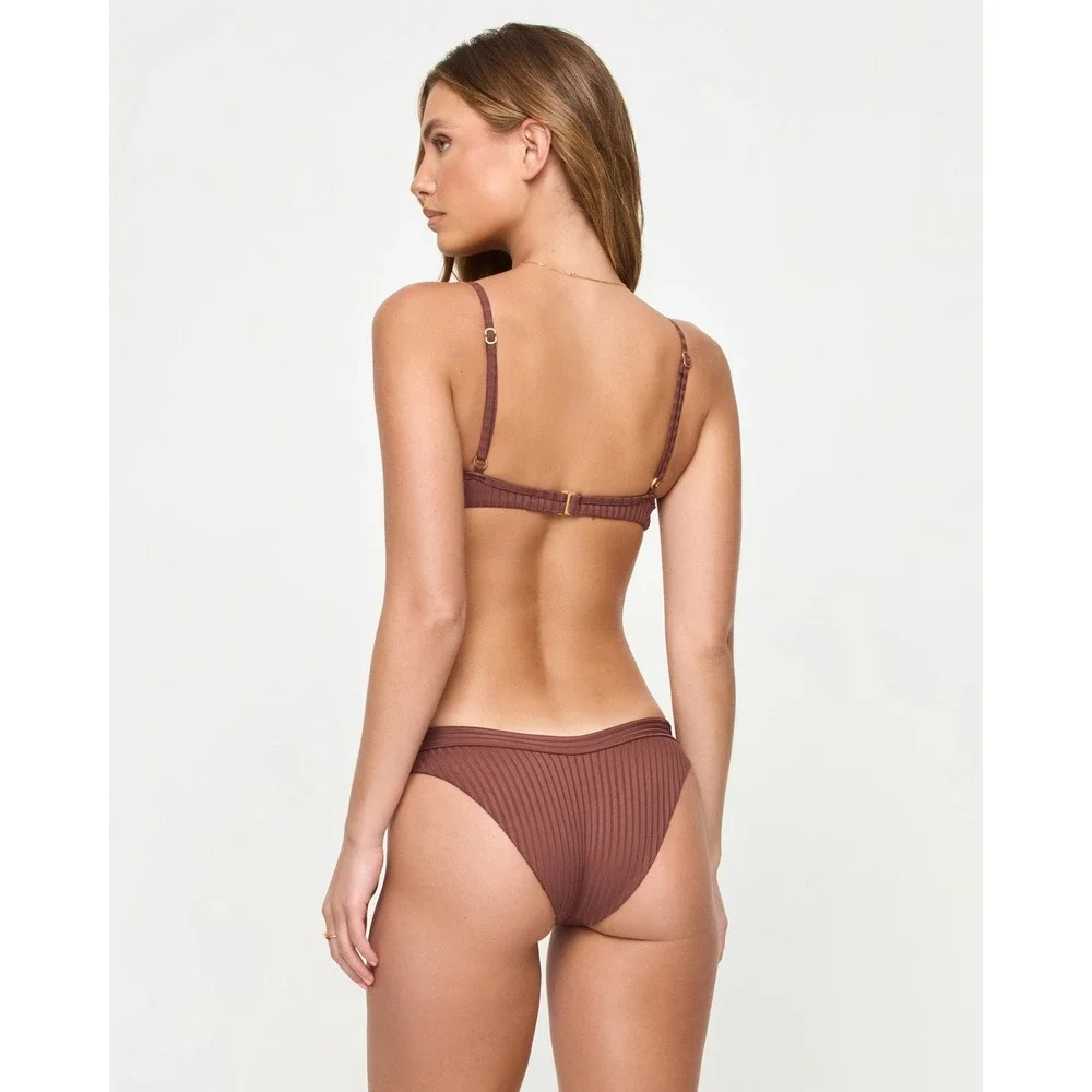 NEW L*Space Ribbed U-Wire Bikini Top Chocolate Brown Eco Chic Swimwear